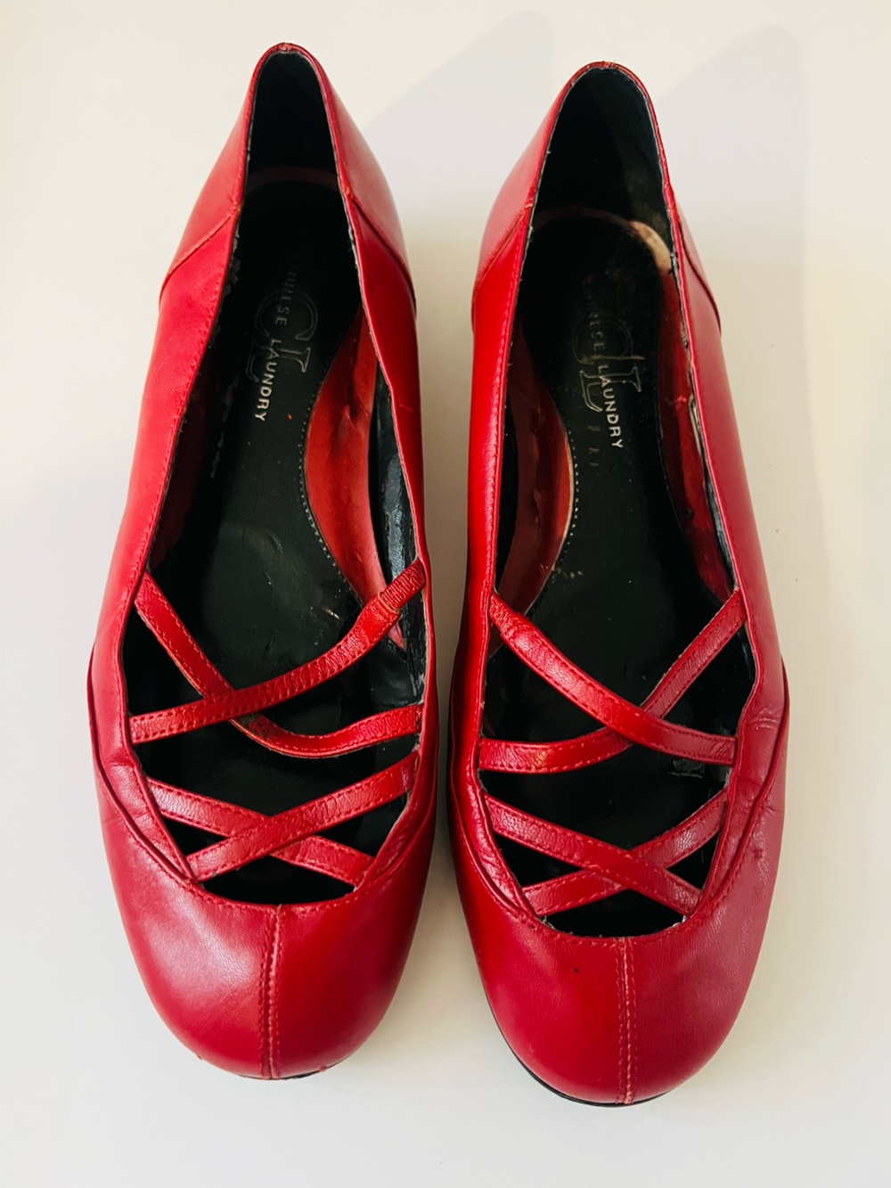 Chinese Laundry Red Crisscross Strap Ballet Flats